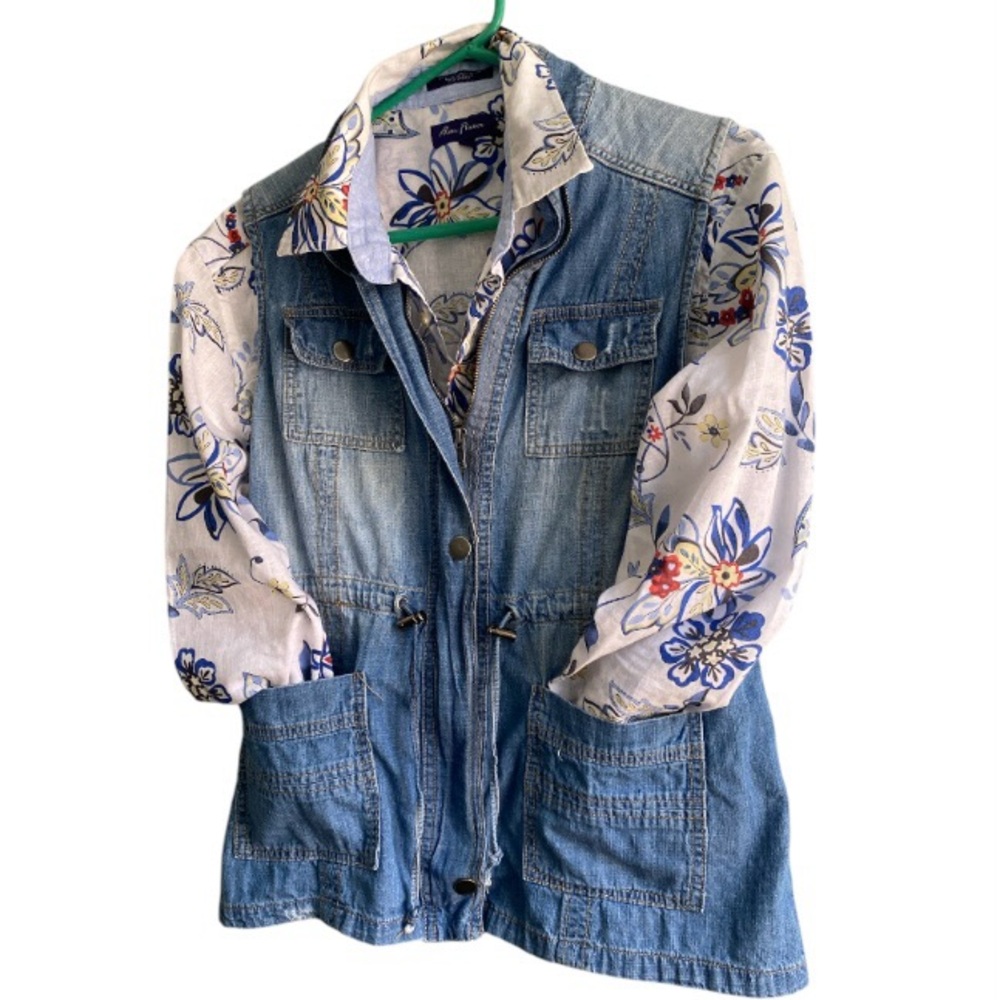 Factory Distressed Utility Chore Denim Vest Multi Pocket Fall Layering Size M